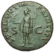 As - Trajan S P Q R OPTIMO PRINCIPI S C; Roma and Victory, Rome, 103-111 reverse image