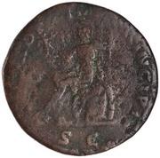 As - Trajan S P Q R OPTIMO PRINCIPI S C; Roma and Victory, Rome, 103-111 reverse image