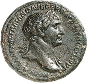 As - Trajan S P Q R OPTIMO PRINCIPI S C; Pax obverse image