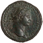 As - Trajan S P Q R OPTIMO PRINCIPI S C; Jupiter and Pax obverse image