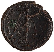As - Trajan SENATVS POPVLVSQVE ROMANVS S C; Victory, Rome, 114-117 reverse image