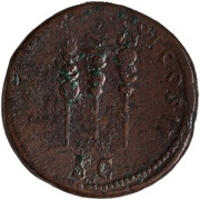 As - Hadrian PONT MAX TR POT COS II S C, Rome, 117 reverse image
