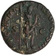 As - Hadrian PONT MAX TR POT COS III S C; Honos, Rome, 119-120 reverse image