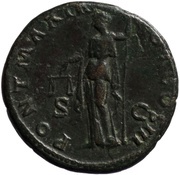 As - Hadrian PONT MAX TR POT COS IIIS C; Aequitas and Moneta, Rome, 120-121 reverse image