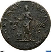 As - Hadrian PONT MAX TR POT COS III PIE AVG S C; Pietas, Rome, 120-121 reverse image