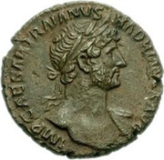 As - Hadrian PONT MAX TR POT COS IIIS C; Victory obverse image