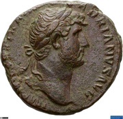 As - Hadrian P M TR P COS III S C; Pax obverse image