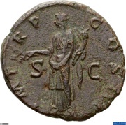 As - Hadrian P M TR P COS III S C; Pax, Rome, 121-123 reverse image