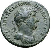 As - Hadrian P M TR P COS III S C; Pax obverse image