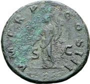 As - Hadrian P M TR P COS III S C; Pax, Rome, 121-123 reverse image