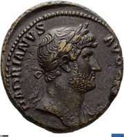As - Hadrian COS III S C; Janus obverse image