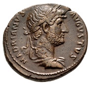 As - Hadrian COS III S C; Antioch and Orantes obverse image