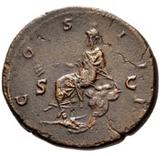 As - Hadrian COS III S C; Antioch and Orantes, Rome, 124-125 reverse image
