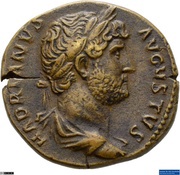 As - Hadrian COS III S C; Roma obverse image