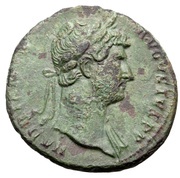As - Hadrian COS III S C; Salus obverse image