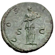 As - Hadrian COS III S C; Salus, Rome, 126-127 reverse image