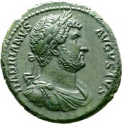 As - Hadrian COS III S C; Salus obverse image