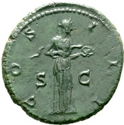 As - Hadrian COS III S C; Salus, Rome, 126-127 reverse image