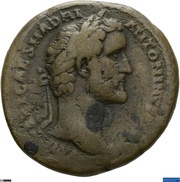 As - Antoninus Pius P M TR POT COS DES II S C; Pax obverse image