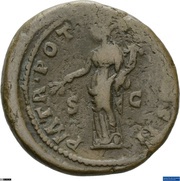 As - Antoninus Pius P M TR POT COS DES II S C; Pax, Rome, 138 reverse image