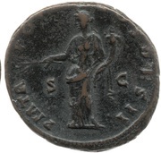 As - Antoninus Pius P M TR POT COS DES II S C; Pax, Rome, 138 reverse image