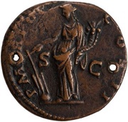 As - Antoninus Pius P M TR POT COS II S C; Fortuna, Rome, 139 reverse image