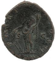 As - Antoninus Pius P M TR POT COS II S C; Fortuna, Rome, 139 reverse image