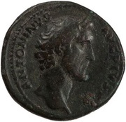 As - Antoninus Pius TR POT COS II G P R S C; Genius obverse image