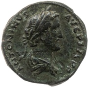As - Antoninus Pius TR POT COS II PAX S C; Pax obverse image