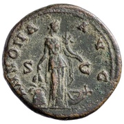As - Antoninus Pius ANNONA AVG S C; Annona, Rome, 140-144 reverse image