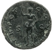 As - Antoninus Pius TR POT COS III S C; Janus, Rome, 140-144 reverse image
