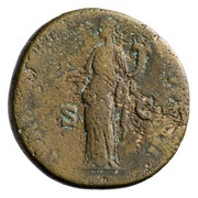 As - Antoninus Pius TR POT COS III S C; Pax, Rome, 140-144 reverse image
