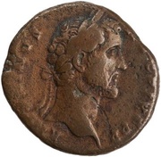 As - Antoninus Pius TR POT COS III TIBERIS S C; Tiber obverse image