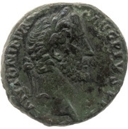 As - Antoninus Pius TR POT COS III VICT AVG S C; Victory obverse image