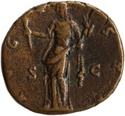 As - Faustina the Elder AVGVSTA S C; Vesta, Rome, 141 reverse image