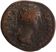 As - Faustina the Elder CONSECRATIO S C; Vesta obverse image