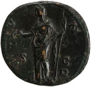 As - Faustina the Elder IVNO S C; Juno, Rome, 141 reverse image
