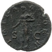 As - Antoninus Pius IMPERATOR II S C; Hercules, Rome, 143-144 reverse image