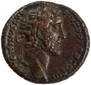 As - Antoninus Pius IMPERATOR II S C; Victory obverse image