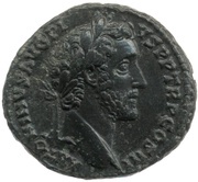 As - Antoninus Pius IMPERATOR II S C; Victory obverse image
