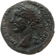As - Antoninus Pius IMPERATOR II S C; Romulus and Remus obverse image