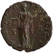 As - Faustina the Younger LAETITIAE PVBLICAE S C; Laetitia, Rome, 145-161 reverse image