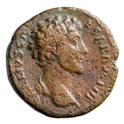As - Marcus Aurelius TR POT II COS II HONOS S C; Honos obverse image