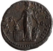 As - Antoninus Pius ANNONA AVG COS IIII S C; Annona, Rome, 153-154 reverse image