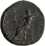 As - Antoninus Pius COS IIII S C; Jupiter and Victory, Rome, 155-156 reverse image