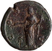 As - Antoninus Pius COS IIII S C; Pax, Rome, 155-156 reverse image