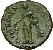 As - Marcus Aurelius TR POT X COS II S C; Pietas, Rome, 155-156 reverse image