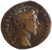 As - Marcus Aurelius TR POT XII COS II S C; Spes obverse image