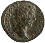 As - Marcus Aurelius TR POT XIIII COS II S C; Mars obverse image