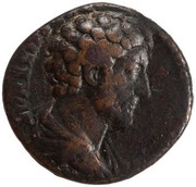 As - Marcus Aurelius TR POT XIIII COS II S C; Mars obverse image